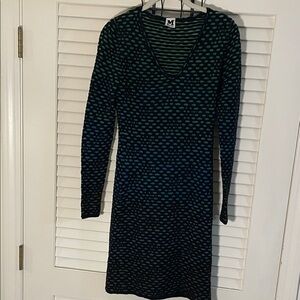 Missoni Multicolored Circular Fitted Knit Long Sleeve Flattering Dress
